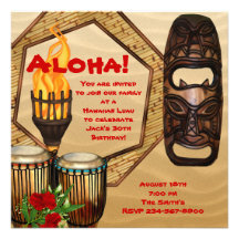 Fiesta hawaiano de Luau de la fiesta de cumpleaños Invitacion Personal