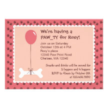 Fiesta Invitatio del chica del cumpleaños del perr Comunicado Personalizado