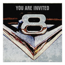 Fiesta masculino negro y gris del cromo de V8 Invitaciones Personales
