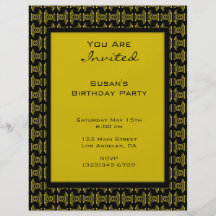 fiesta negro amarillo del modelo tarjetas informativas