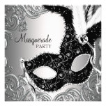 Fiesta negro de plata de la mascarada de la máscar invitación