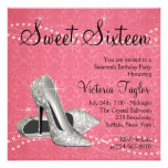 Fiesta negro rosado del dulce 16 de los tacones al invitaciones personalizada