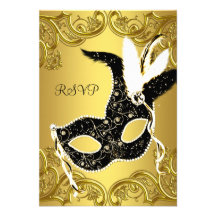 Fiesta negro RSVP de la bola de mascarada de la má Anuncio Personalizado