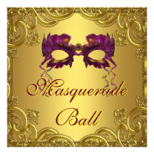Fiesta púrpura de la bola de mascarada de la másca invitacion personalizada