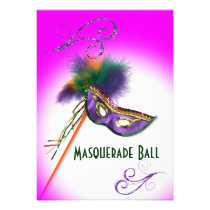 Fiesta púrpura de la mascarada de la máscara púrpu invitaciones