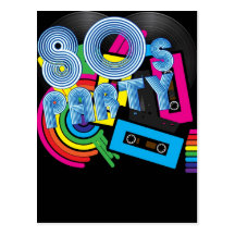 Fiesta retro 80 tarjeta postal