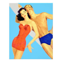 Fiesta retro de la playa comunicado personalizado
