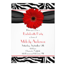 Fiesta rojo de Bachelorette del estampado de zebra Anuncio Personalizado