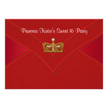 Fiesta rojo de princesa Sweet 16 del oro Invitaciones Personalizada