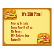 Fiesta sonriente del Bbq de la hamburguesa Invitaciones Personales