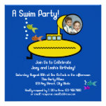Fiesta submarino de la nadada con la foto invitación personalizada