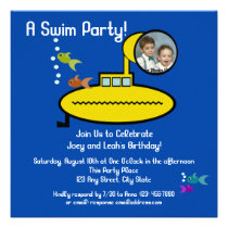 Fiesta submarino de la nadada con la foto invitaciones