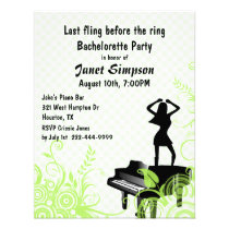Fiesta verde y blanco de Bachelorette de la barra  invitaciones