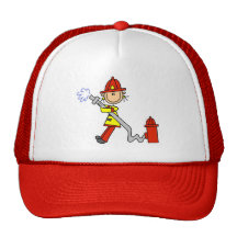 Figura bombero del palillo con la manguera gorra