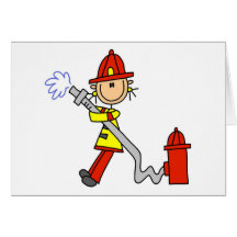 Figura bombero del palillo con la manguera felicitación