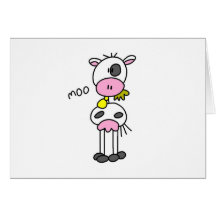 Figura camisetas y regalos del palillo de la vaca tarjeta