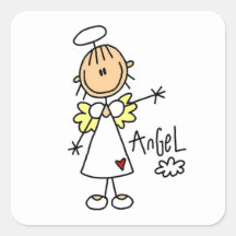 Figura camisetas y regalos del palillo del ángel colcomanias cuadradas personalizadas