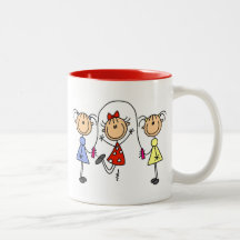 Figura cuerda del palillo de salto de los chicas tazas de café
