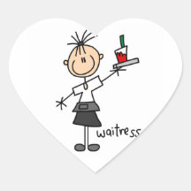 Figura del palillo de la camarera pegatina corazón personalizadas