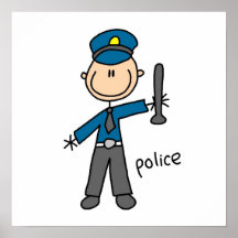 Figura del palillo del oficial de policía posters