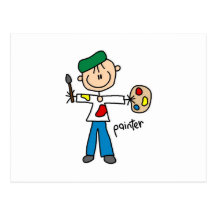 Figura del palillo del pintor tarjeta postal