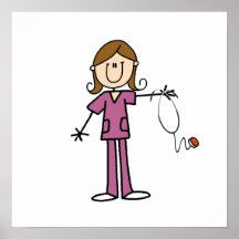 Figura femenina enfermera del palillo del pelo de  poster