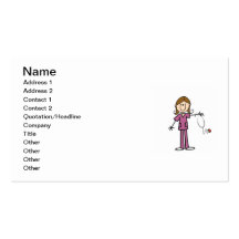 Figura femenina enfermera del palillo del pelo de  plantillas de tarjetas personales