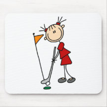 Figura femenina golfista del palillo alfombrillas de ratones