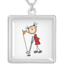 Figura femenina golfista del palillo pendientes personalizados