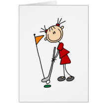 Figura femenina golfista del palillo felicitacion 