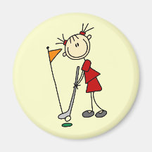 Figura femenina golfista del palillo imanes de nevera
