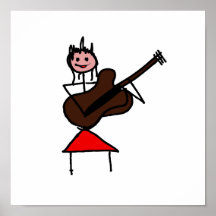 figura femenina rojo rosado del palillo de la guit poster