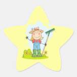 figura linda granjero del palillo del jardinero de pegatina forma de estrella