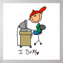 Figura masculina persona que practica surf del pal posters