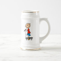 Figura muchacho del palillo en la vespa tazas