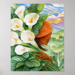 Figura nativa impresión de la mujer de las flores  poster