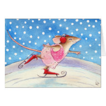 Figura patinador del ratón felicitación