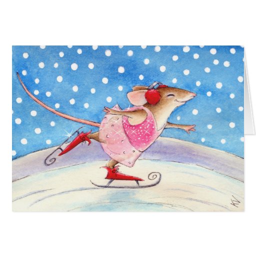 Figura patinador del ratón felicitación
