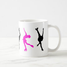 figura patinadores rosas fuertes y negro taza