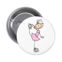 Figura rosada botón del patinador pins