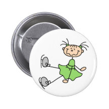 Figura verde botón del patinador pins