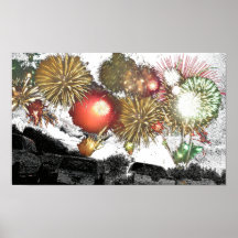 Final magnífico de los fuegos artificiales posters