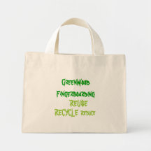 Fingerboarding de madera verde los 3 r bolsa lienzo