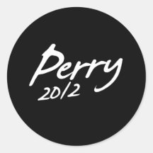 Firma 2012 (blanco) de PERRY Pegatinas Redondas