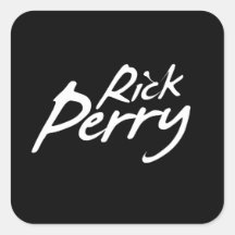 Firma de RICK PERRY (blanca) Colcomanias Cuadradas Personalizadas
