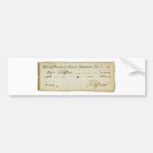 Firma de Thomas Jefferson en el control de banco 1 Pegatina De Parachoque