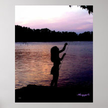 Fishin en la puesta del sol impresiones