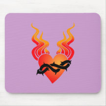 Flammenherz flame heart Dornen thorns Mauspads