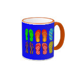 Flips-flopes a montones taza de café