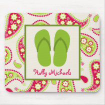 Flips-flopes verdes/rosa y verde Paisley Mousepad alfombrillas de raton 